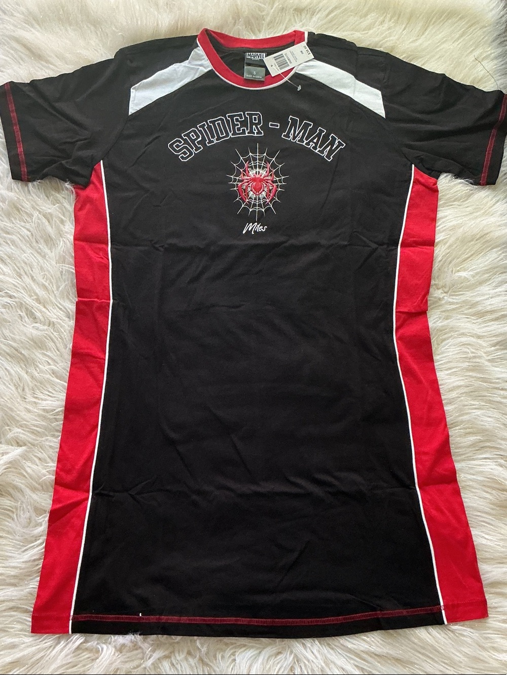 Marvel Spider-Man Black Red & White Short Sleeve Women Dress